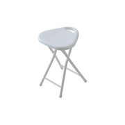 Sgabello pieghevole con seduta in abs e gambe in acciaio bianco