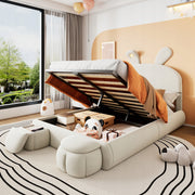 Letto 140x200 - Xylo - Orecchie da coniglio LED velluto beige