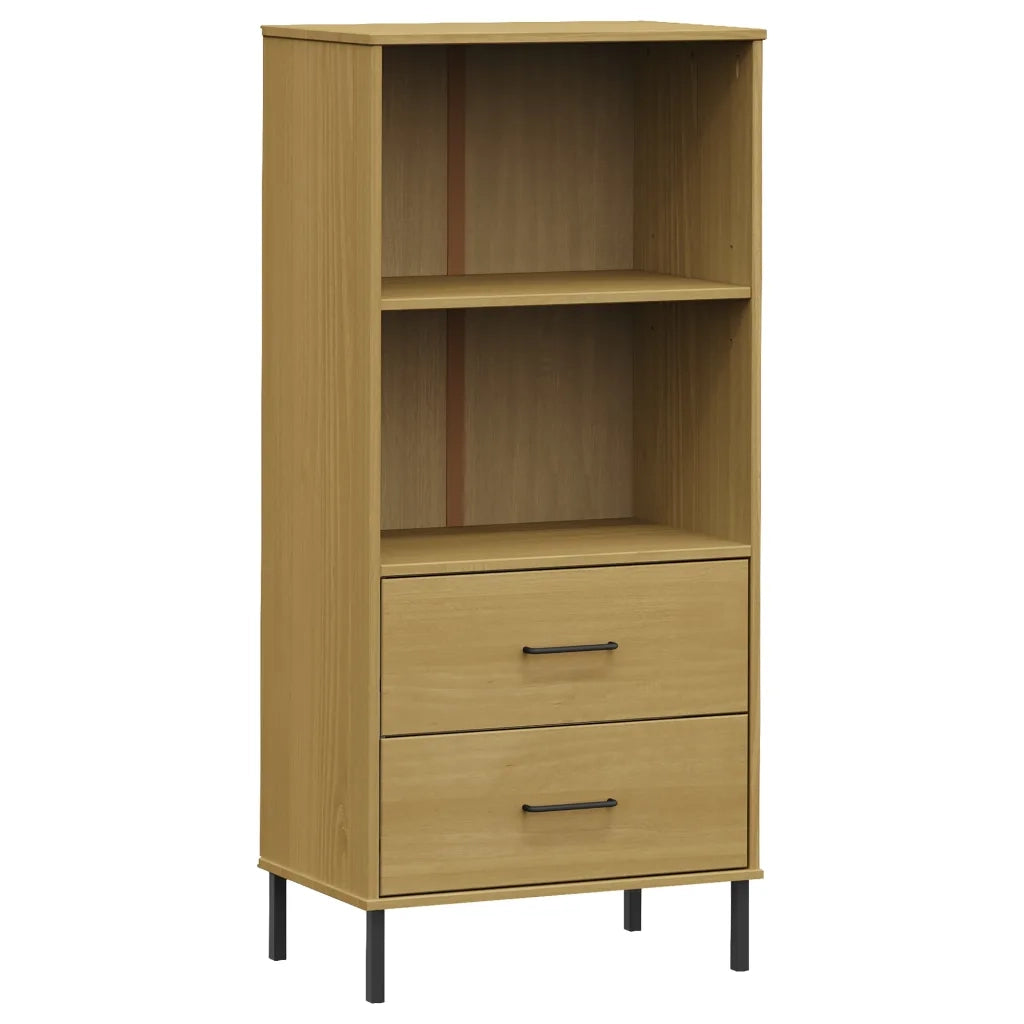 Libreria 2 Cassetti Marrone 60x35x128,5 cm Legno Massello OSLO 351009