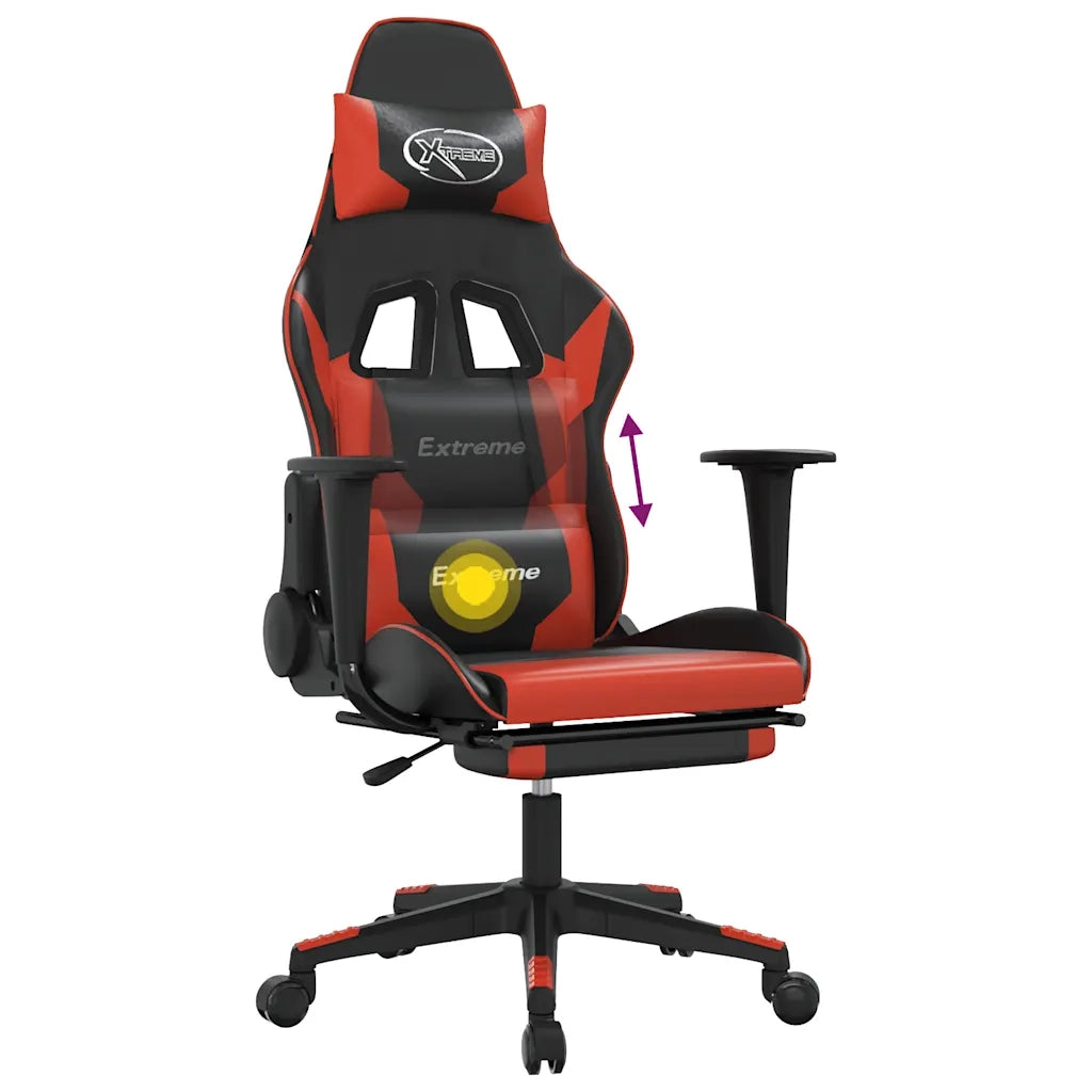 Sedia da Gaming Massaggio Poggiapiedi Nero e Rosso Similpelle 345458