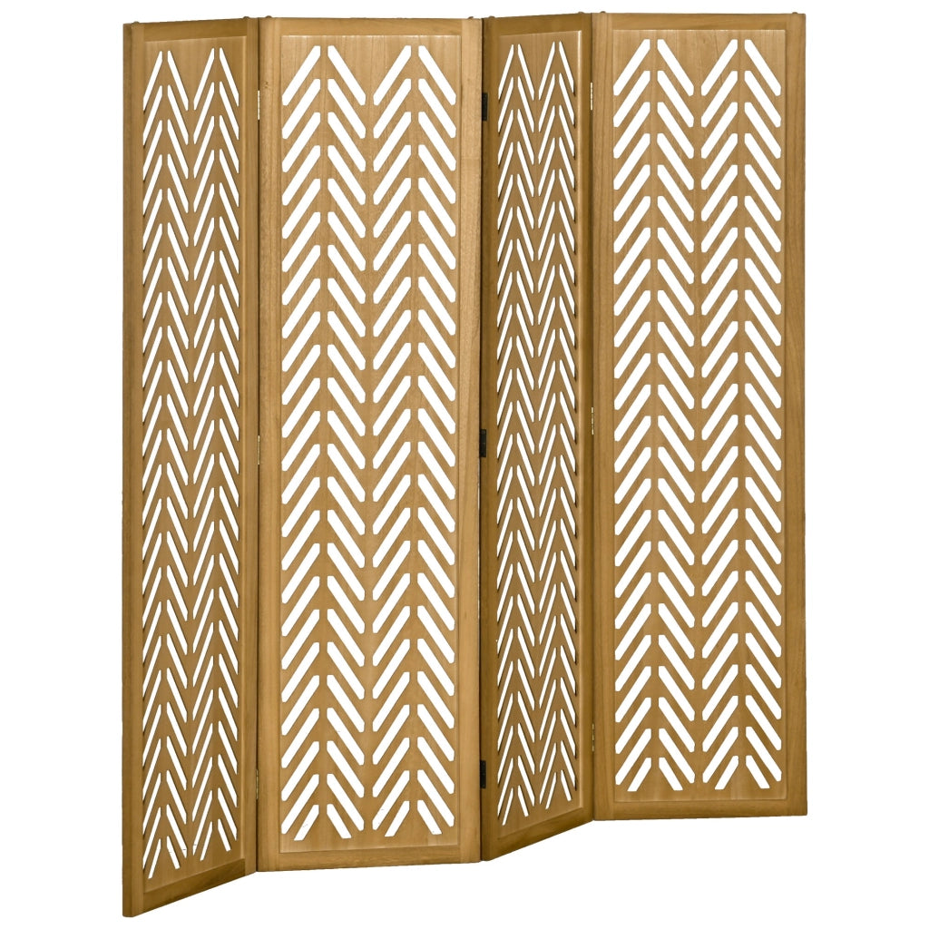 Paravento separatore legno naturale 4 pannelli ¨C Xylo ¨C 160x170 cm