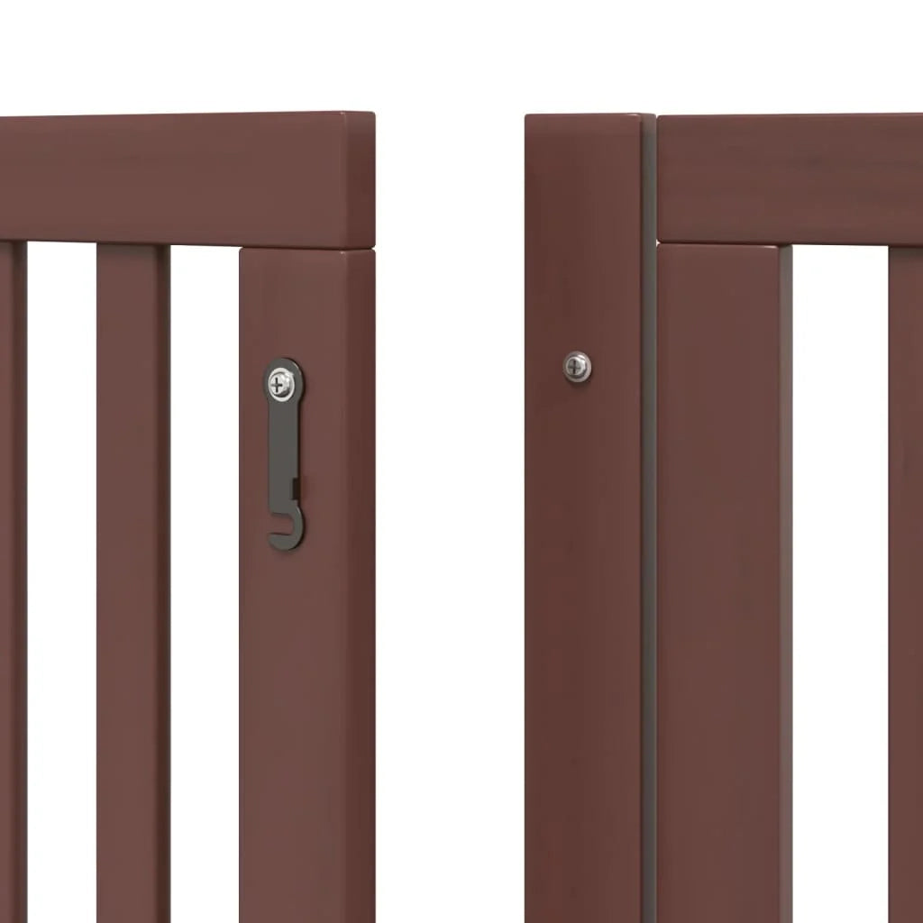 Cancelletto di sicurezza per animali domestici porta pieghevole 12 pannelli legno di pioppo marrone 02_0023130