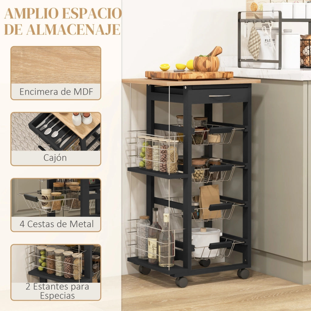 Carrello Multiusos ¨C zephmum ¨C Nero 47x37x83 cm