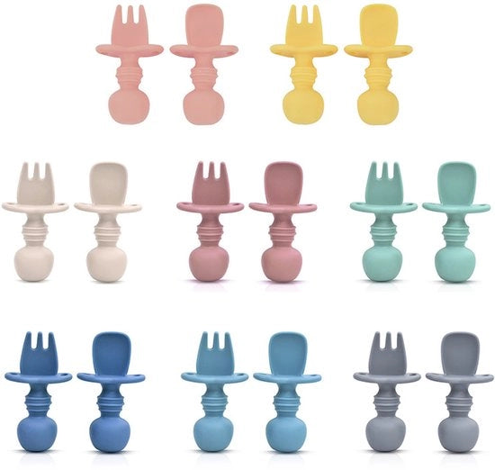 Set di cucchiai per bambini da 16 pezzi, cucchiaio di silicone per l'allattamento e cucchiaio per bambini, set di cucchiai per bambini con alimentazione a LED, cucchiaio per masticazione per la prima fase