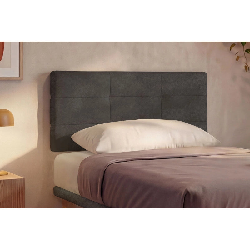 Letto imbottito Piazza e mezzo 120x200 cm Square - Con rete,Microfibra,Grigio