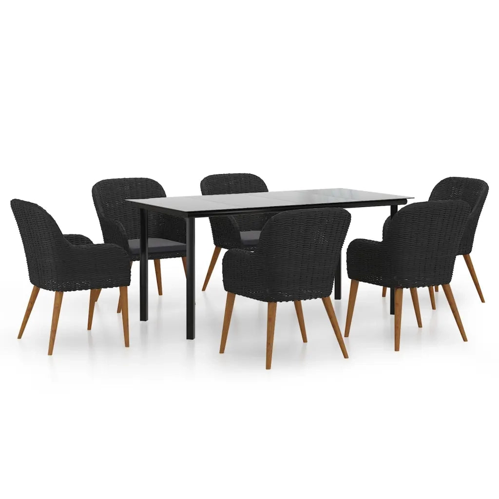 Set da Pranzo da Giardino 7 pz con Cuscini Nero 3156719