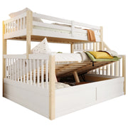 LETTO a castello 90x200 cm+140x200 cm in pino e MDF bianco/naturale
