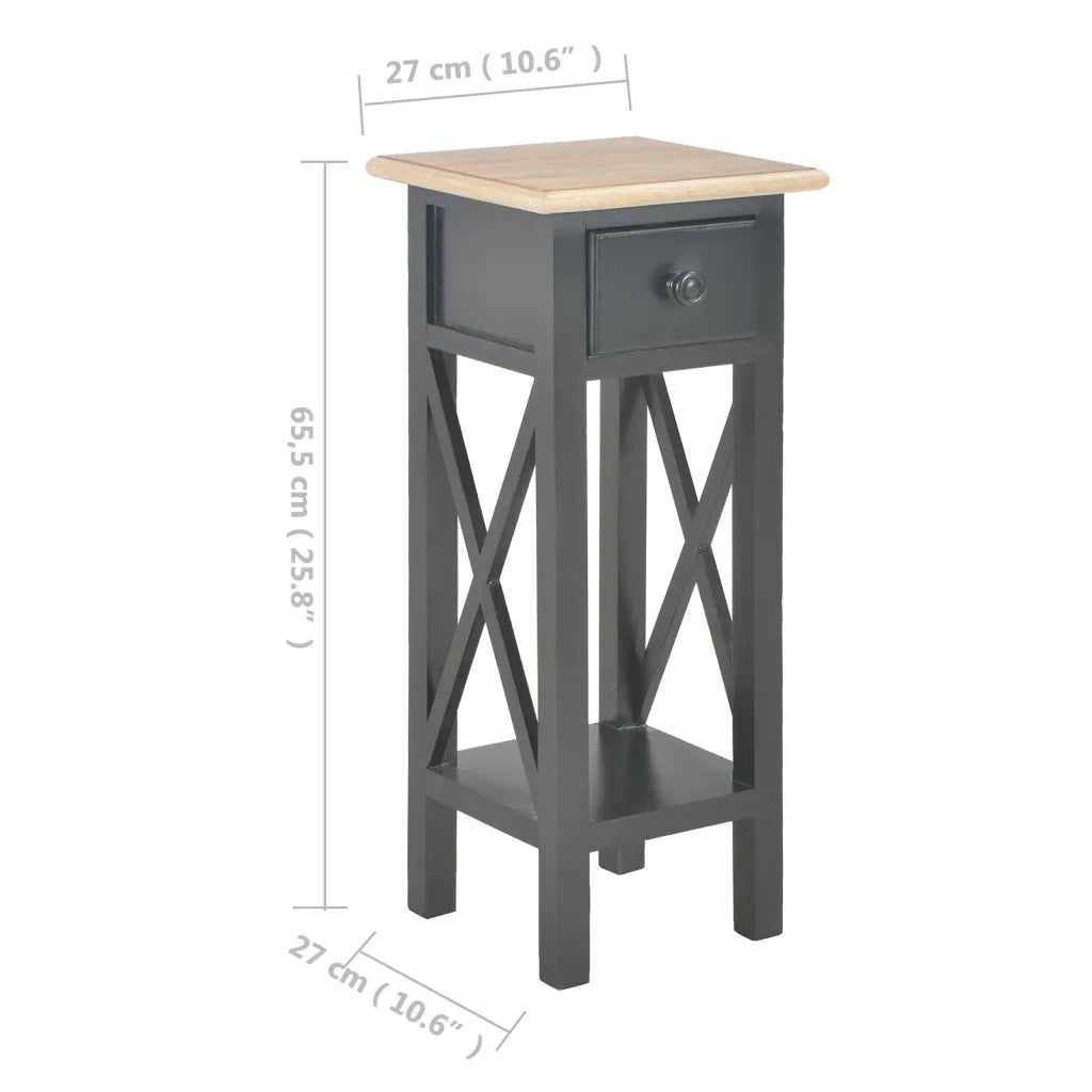 Tavolino Laterale-Tavolino da soggiorno-Tavolo Nero 27x27x65,5 cm in Legno