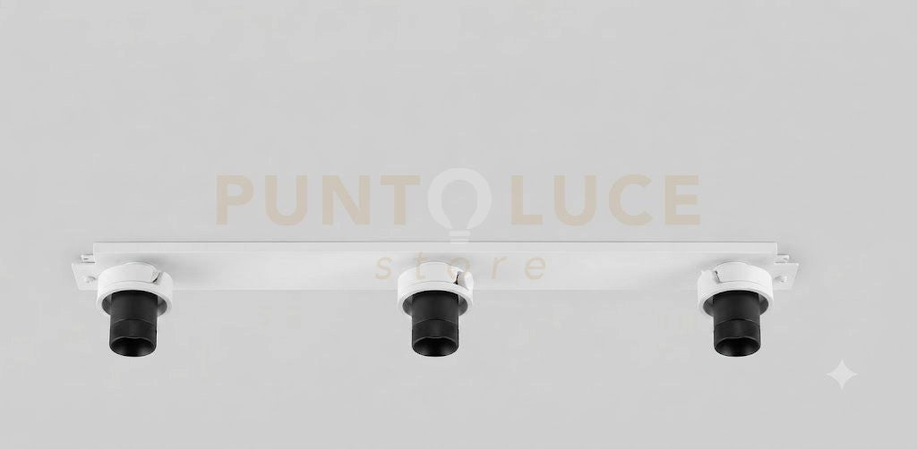 MONTATURA IN METALLO PLAFONIERA RETTANGOLARE 3 LUCI E27 BIANCO