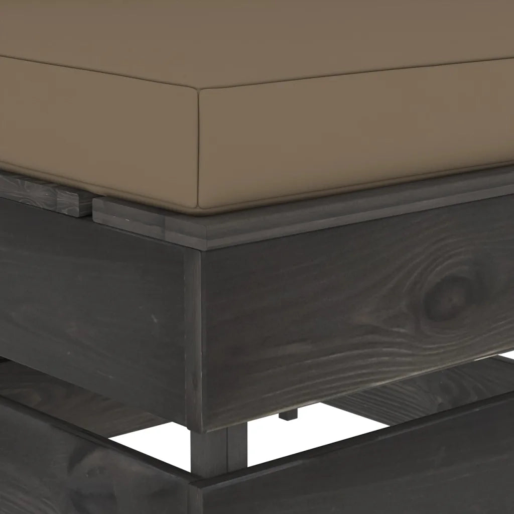 Divano Centrale Modulare con Cuscini in Legno Impregnato Grigio cod mxl 68796