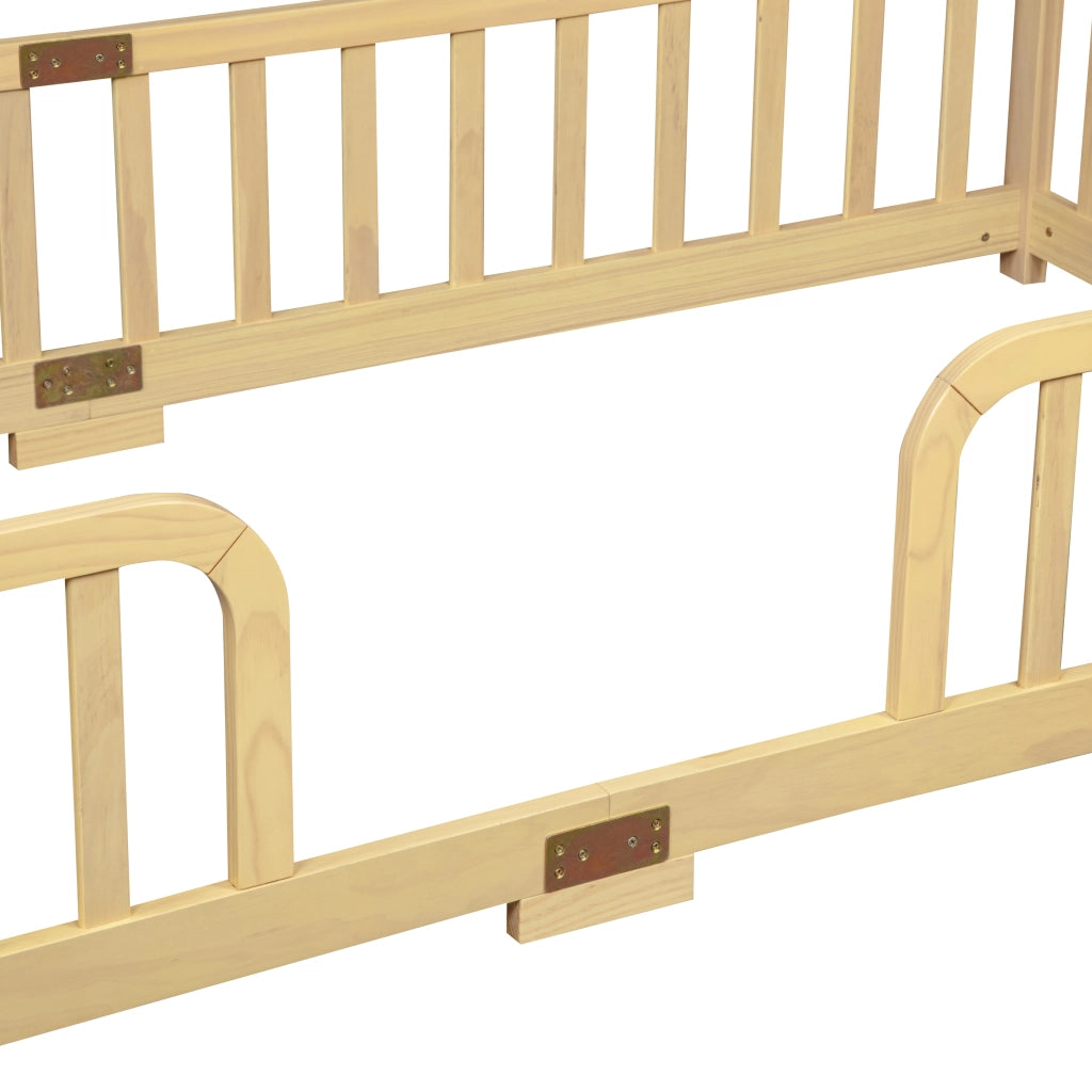 LETTO basso 90x200 cm in legno di pino naturale con sponde