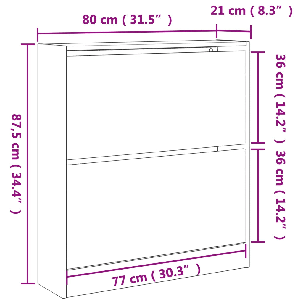 Scarpiera Rovere Sonoma 80x21x87,5 cm in Legno Multistrato