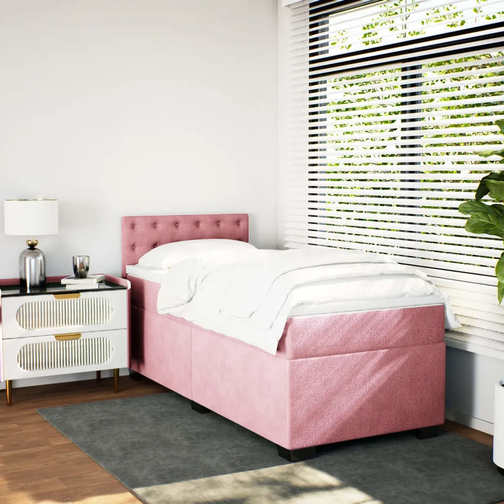 Giroletto a Molle con Materasso Rosa 80x200 cm in Velluto