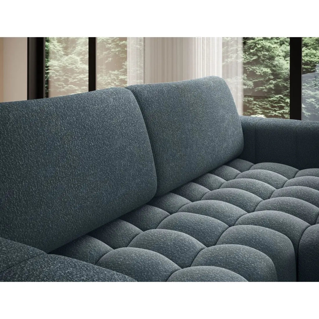Divano angolare trasformabile DORY blu notte 250 cm con contenitore angolo destro