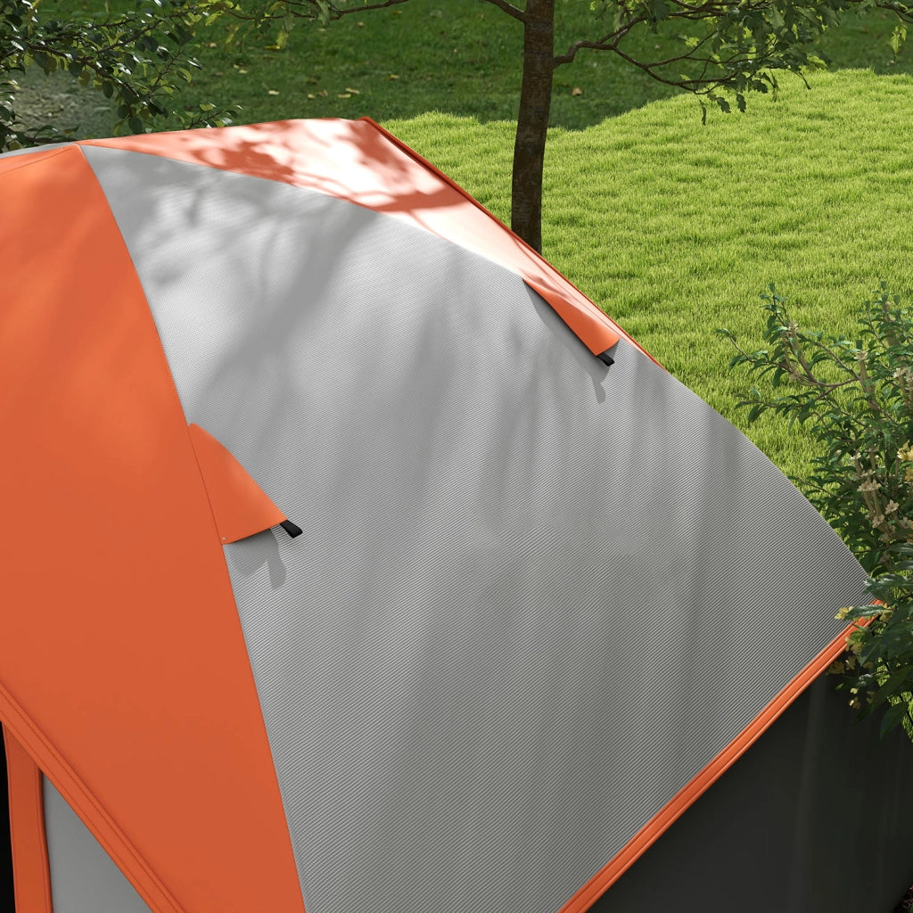 Tenda da Campeggio per 2 Persone Impermeabile 210x150x110 cm Pavimento Esteso Grigio e Arancione