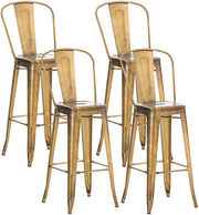 Set 4 Sgabelli Con Schienale Aiden In Metallo oro