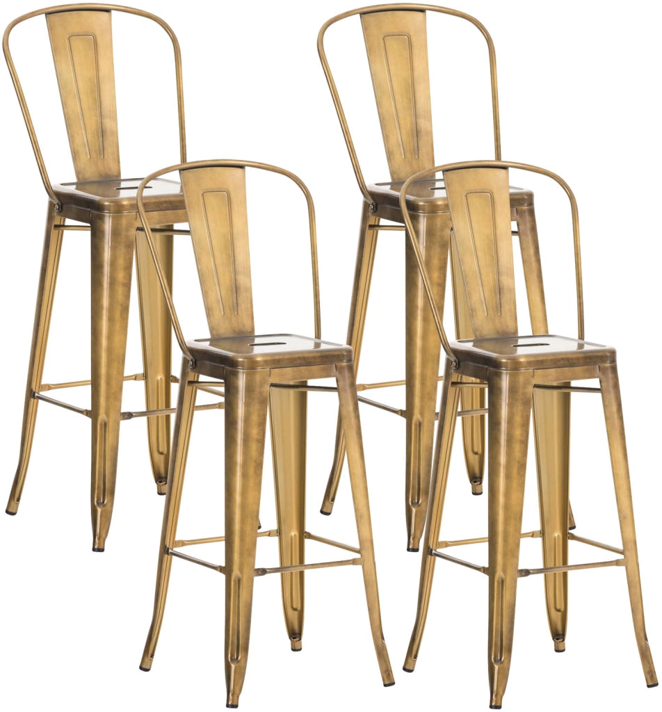 Set 4 Sgabelli Con Schienale Aiden In Metallo oro