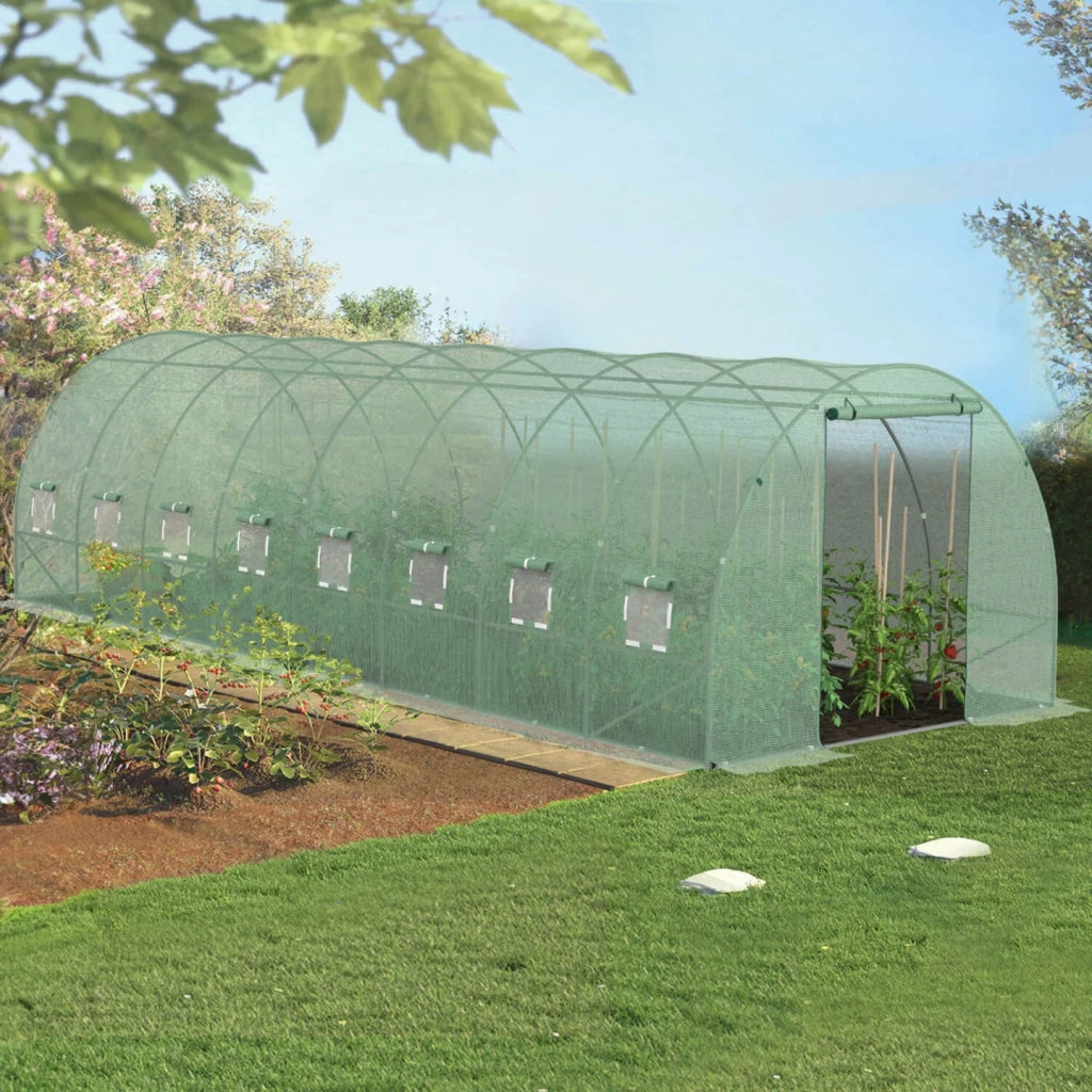 ProBache - Telone di ricambio per serra da giardino a tunnel da 24 m², 8 x 3 x 2 m, anti-UV, con porta e finestre, modello DES ANDES, color