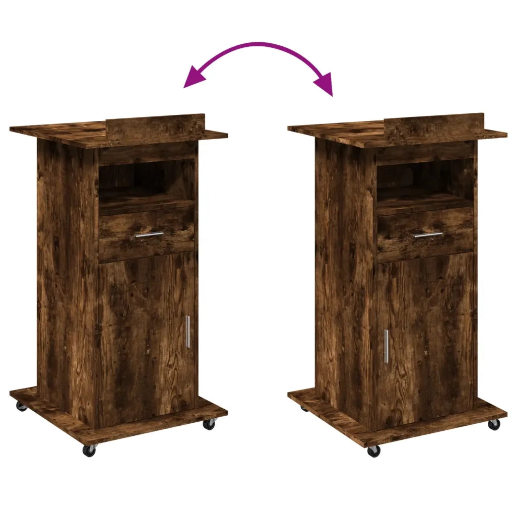 Leggio con Ruote e Cassetto Rovere Fumo 55x55x107cm Multistrato CFW4487663
