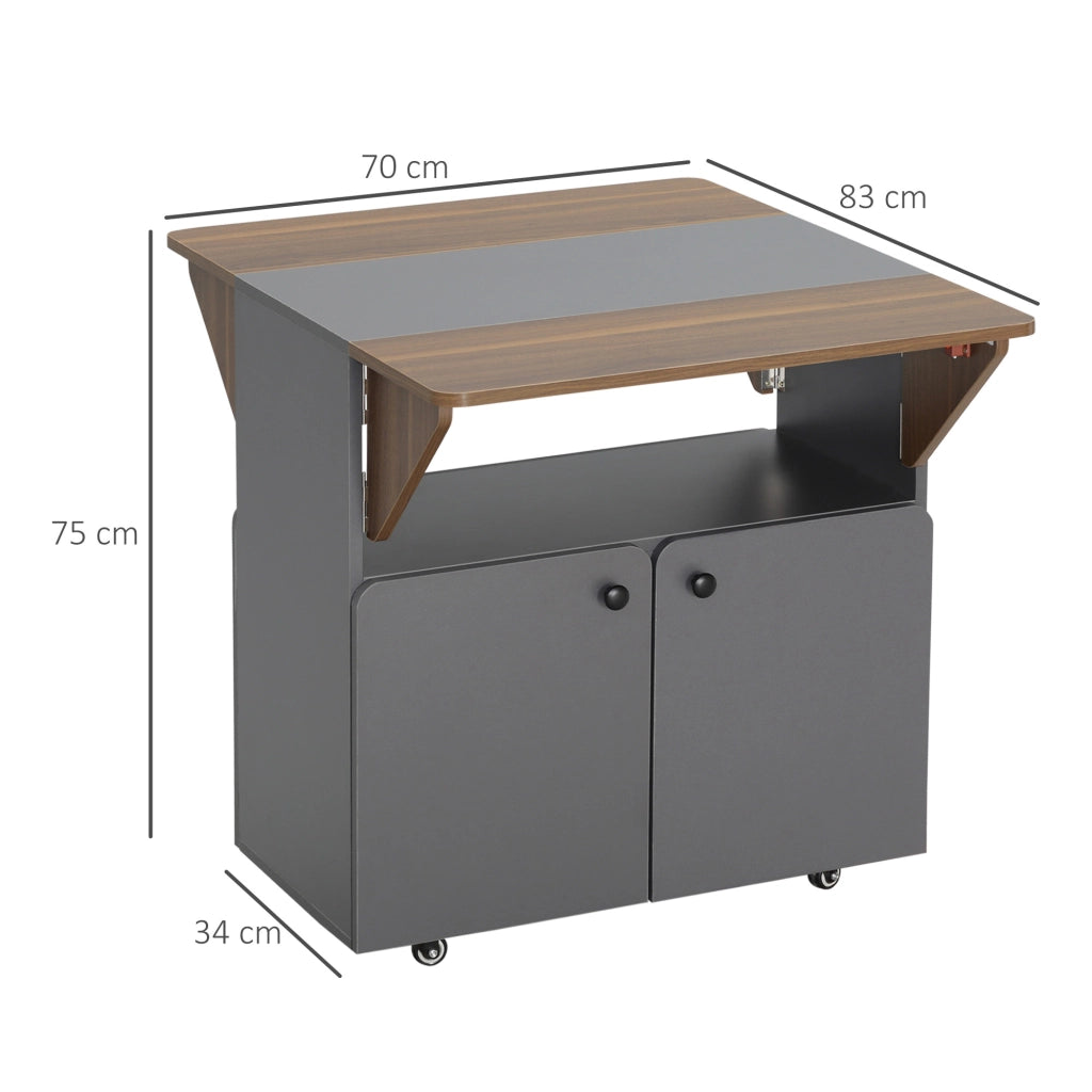 Tavolo pieghevole con cassettiera ¨C zephmum ¨C Grigio chiaro e marrone scuro, 70x83x75 cm