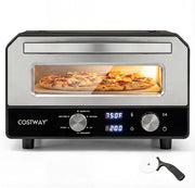 Forno Pizza Elettrico, 1700 W Macchina per Pizza Professionale con 6 Modalità Preimpostate Taglierina e Pietra Refrattaria, Raggiunge fino 400°C, 43x47x28 cm