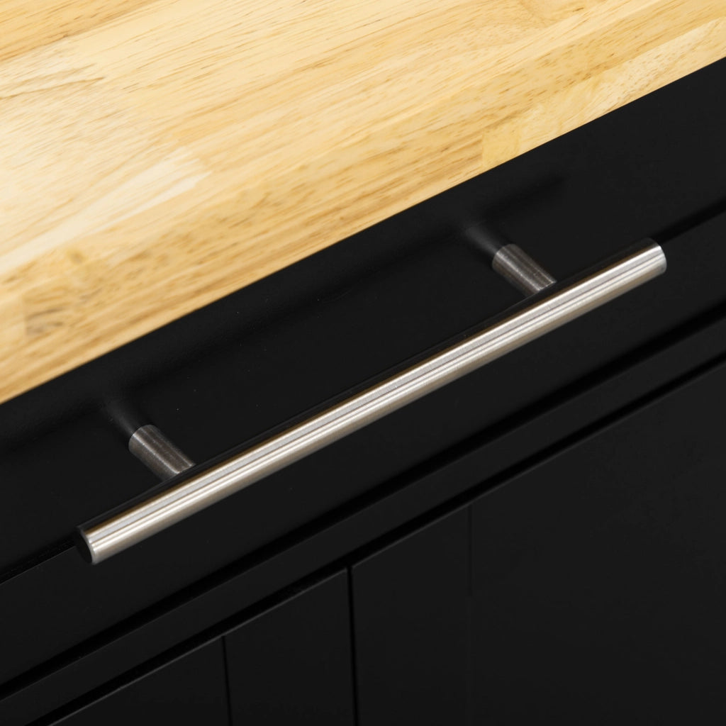 Carrello da Cucina con 1 Cassetto; 1 Anta; Ripiano Regolabile; Portaspezie e Portasciugamani; in Legno; 109x40x89 cm; Nero