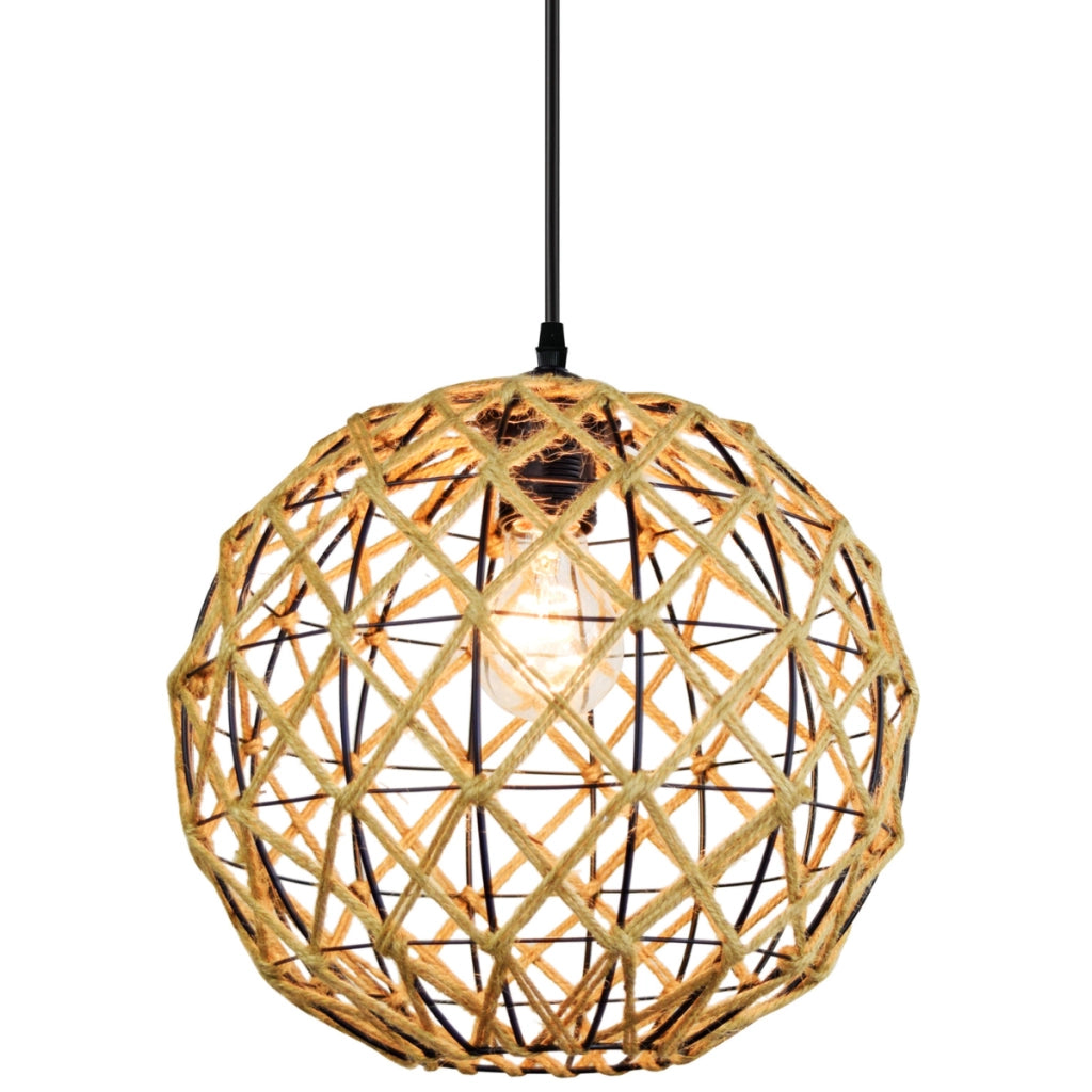 Lampada a sospensione boho UMEA Polux E27 nero corda