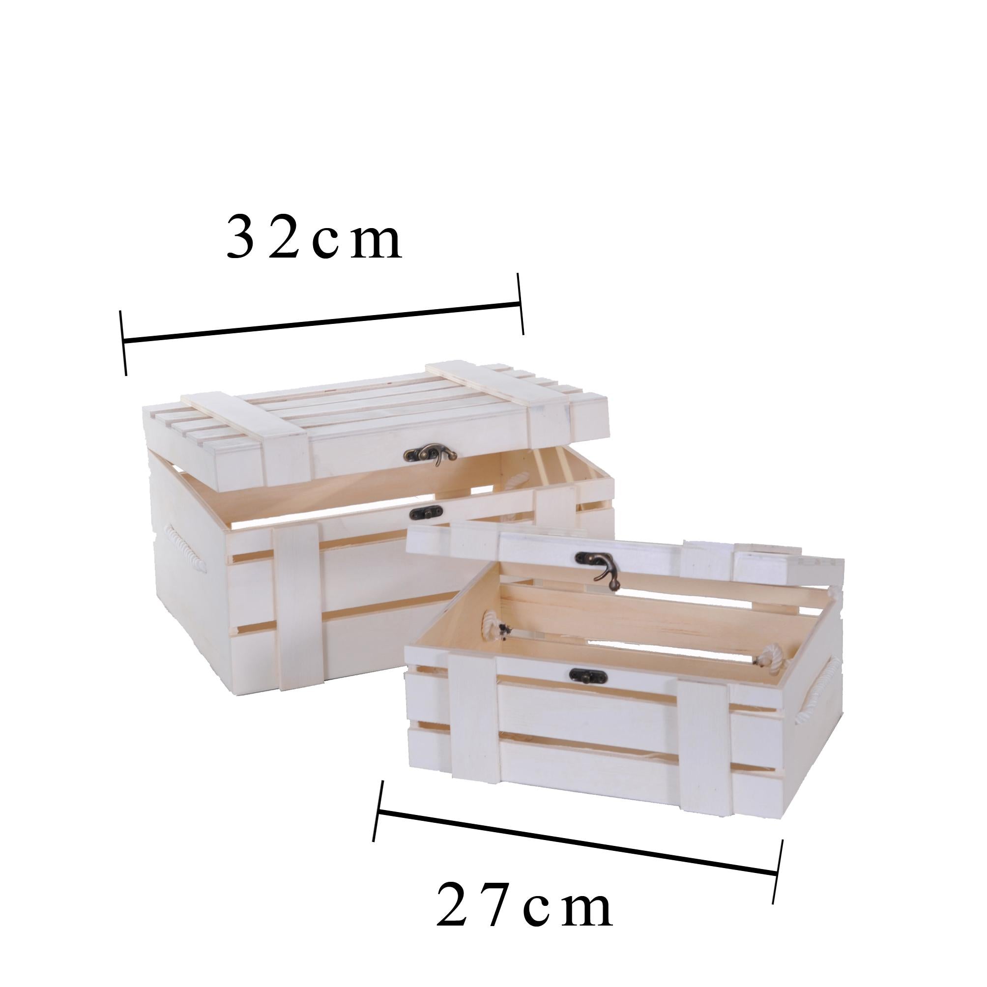 Set di 2 Bauli in Legno Larghezza 32 cm
