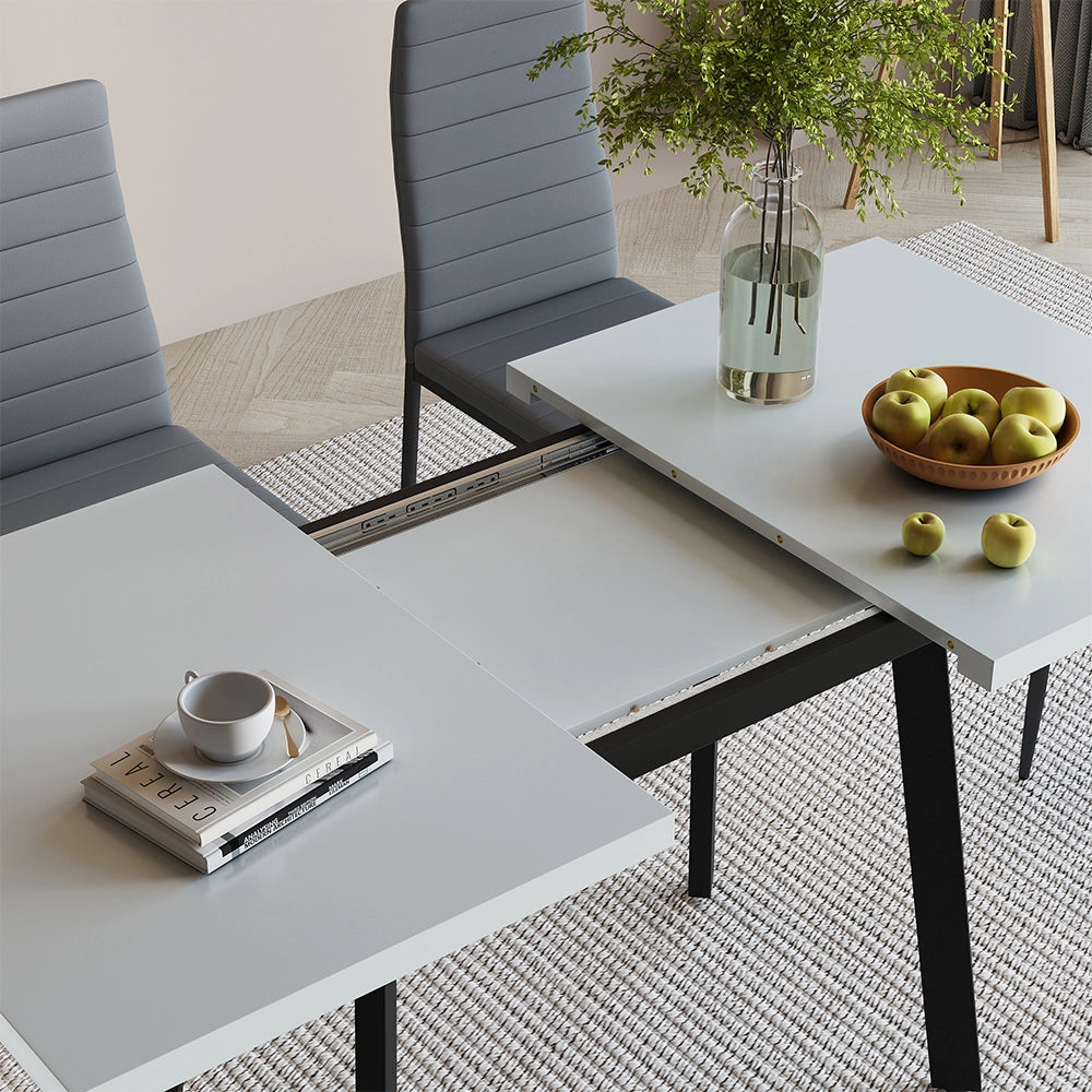 Vicco tavolo da pranzo allungabile Bianco/nero 160 x 80 cm con piano d'appoggio allungabile