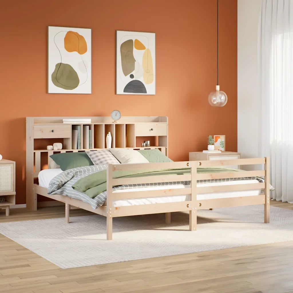 Letto Libreria senza Materasso 180x200 cm in Legno di Pino 3321944