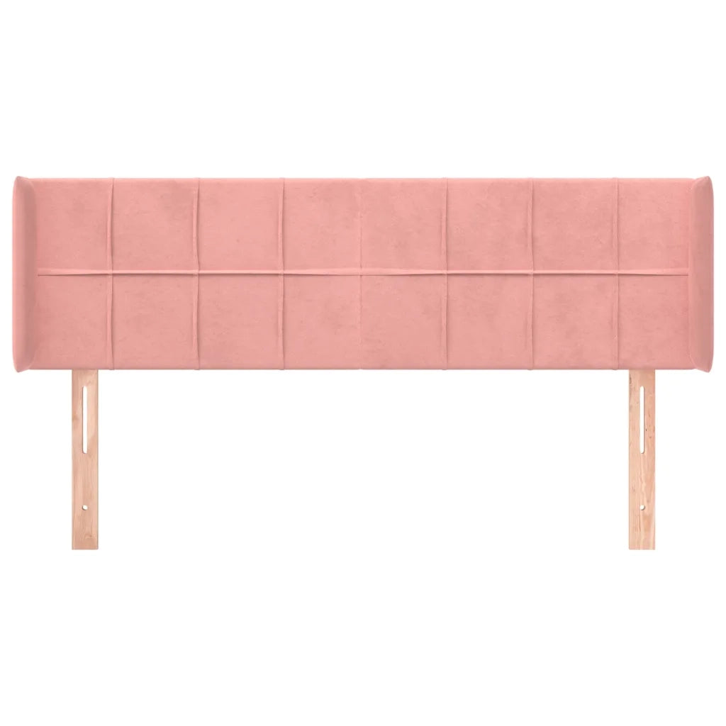 Testiera | Testata ad Orecchio Rosa 147x16x78/88 cm in Velluto