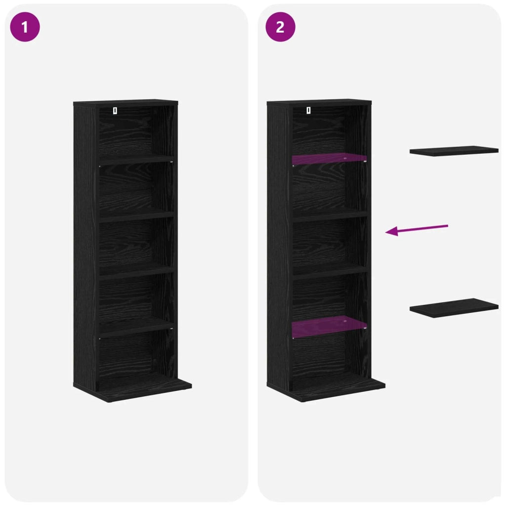 Mobile per CD Rovere Nero 33 x 23,5 x 97,5 cm 8012692