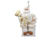 Decorazione Casa Natalizia Babbo Natale Seduto con Carillon Bianco 35 cm