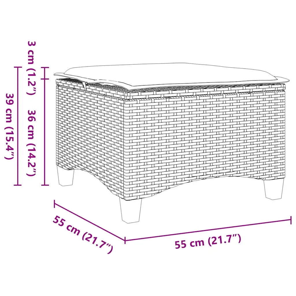 Sgabelli Giardino con Cuscini 4pz Beige 55x55x36 cm Polyrattan