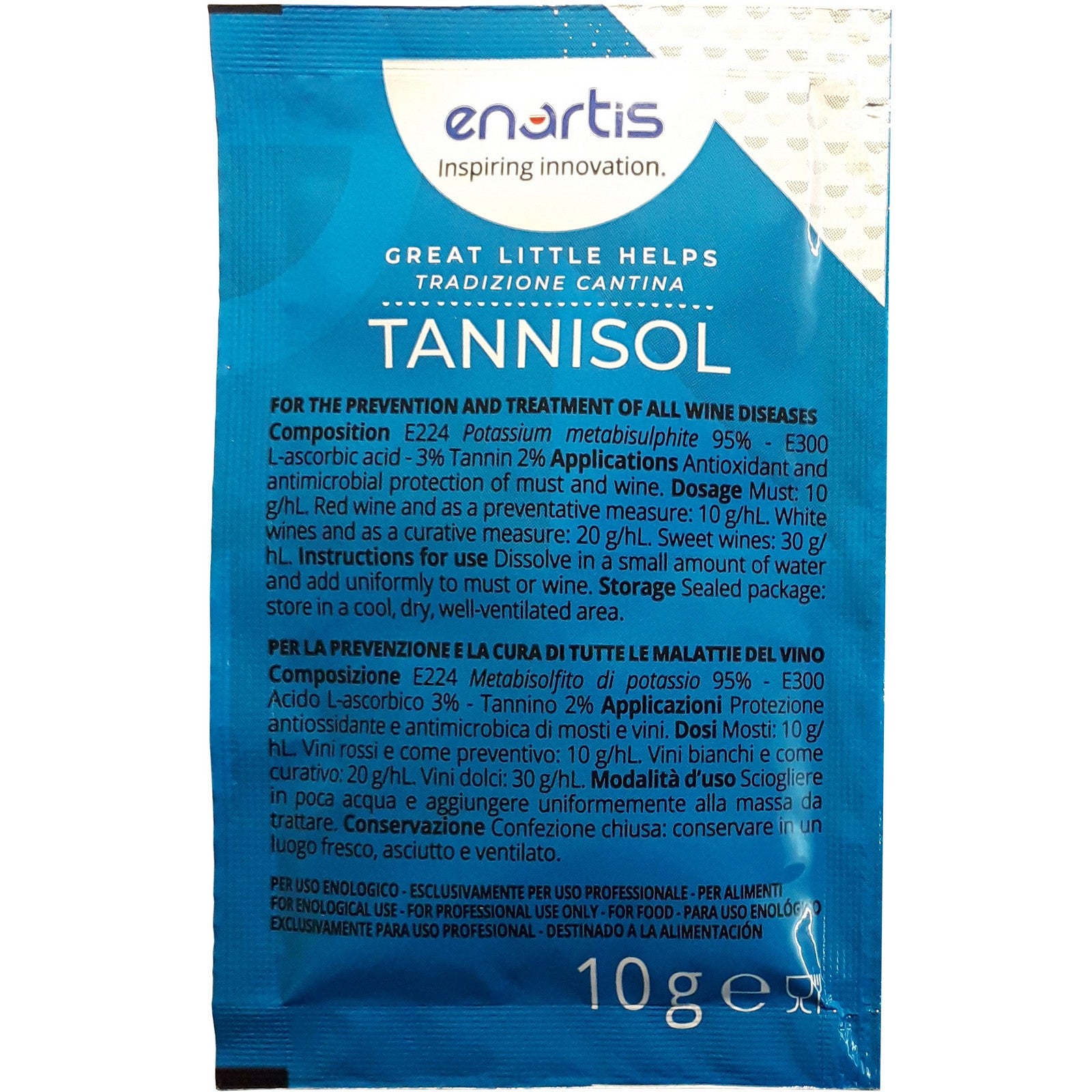 metabisolfito potassio tannisol kg 1 (100 bustine da 10 g) cod:ferx.749
