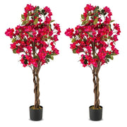 Albero artificiale di bougainvillea alto 120 cm, Pianta verde finta in vaso con 360 fiori e 40 foglie, Rosa 2 Confezione-Piante artificiali