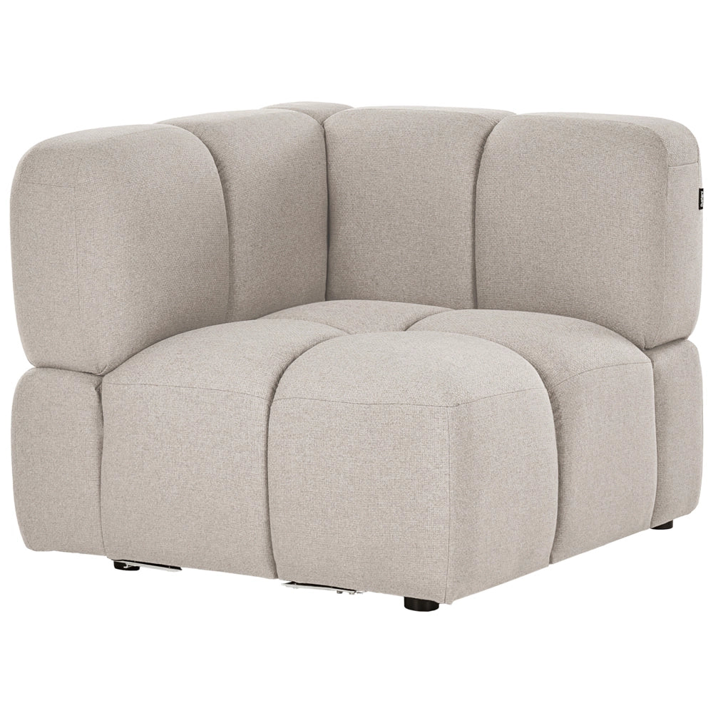 Divano modulare a forma di U in tessuto beige, set componibile da otto elementi, divano modulare in stile moderno