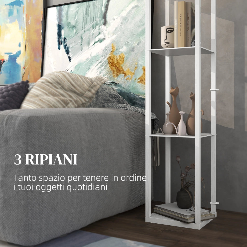 Lampada da Terra 2 in 1 con 3 Ripiani ¨C zephmum ¨C 26x26x160 cm, Bianco