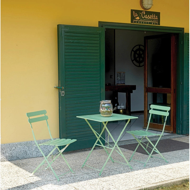 Set Di 2 Sedie Bistro' In Ferro Verde Moia