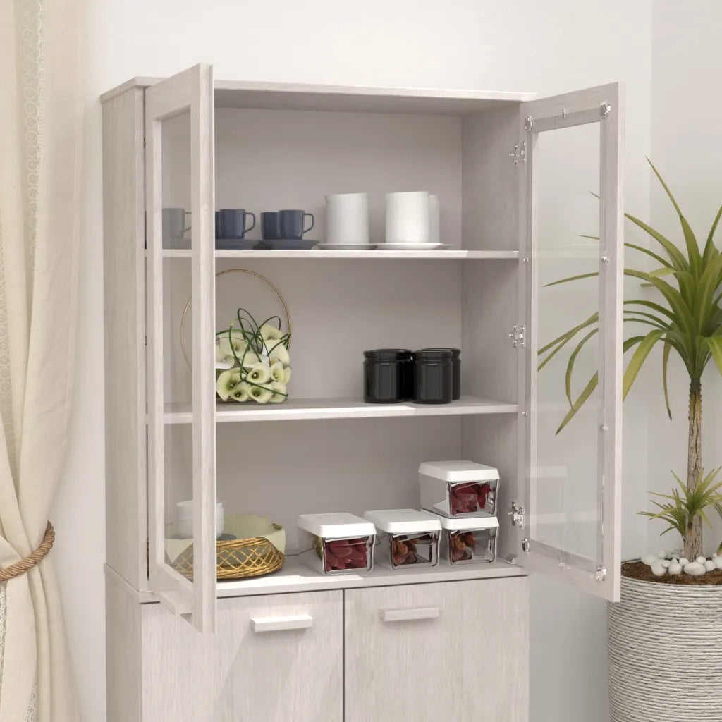 Piano Credenza HAMAR Bianco 85x35x100 cm Legno Massello di Pino 340505