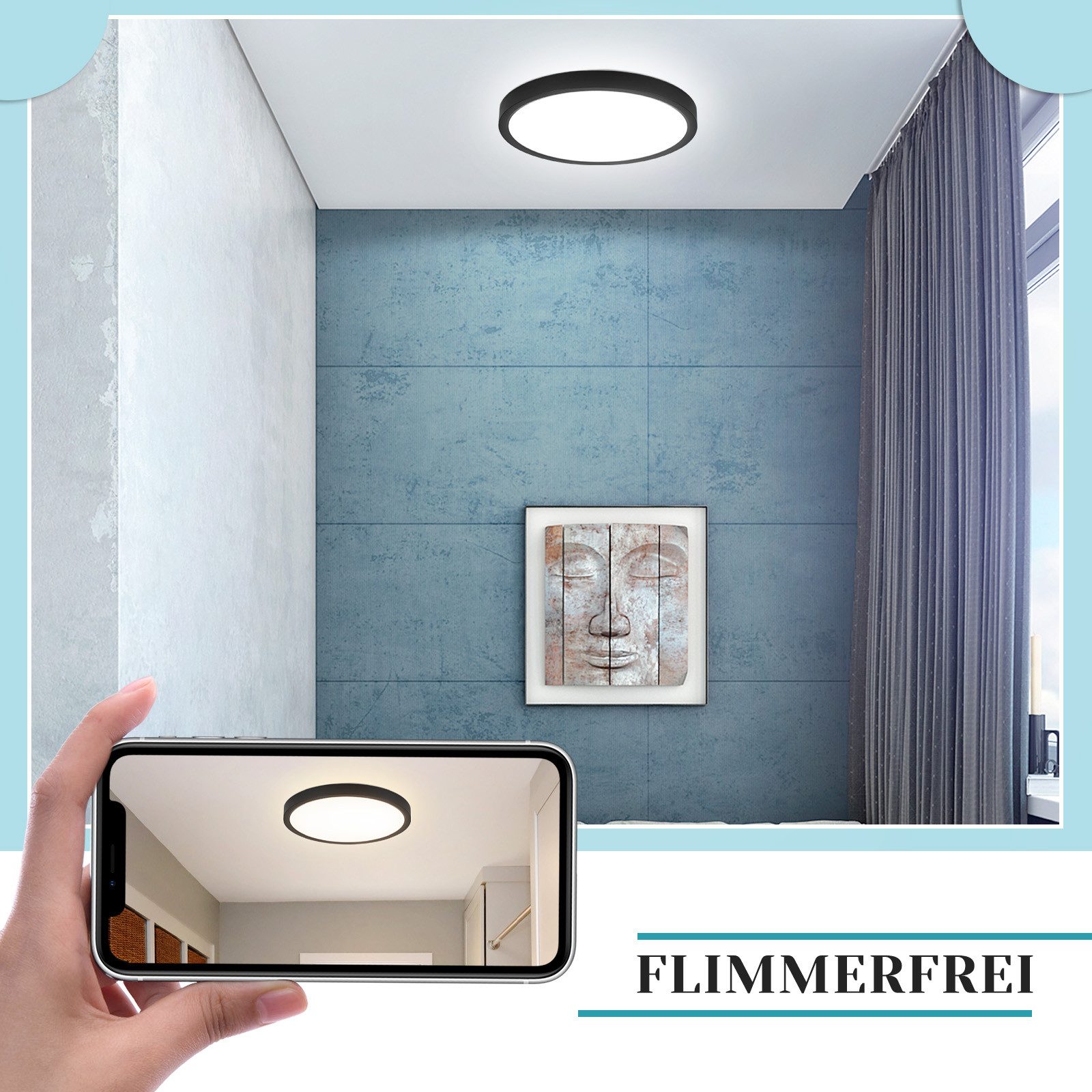 ZMH Lampada da soffitto LED piano 18cm 15W nero 6000K moderna per cucina corridoio camera letto