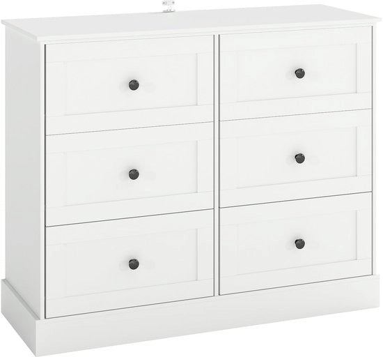 Commode con 6 ante - Cassetto di servizio moderno - 108 x 40 x 87 cm - Maniglie in metallo nero - Design a rilievo - Organizzazione efficiente - Cassetto di archiviazione
