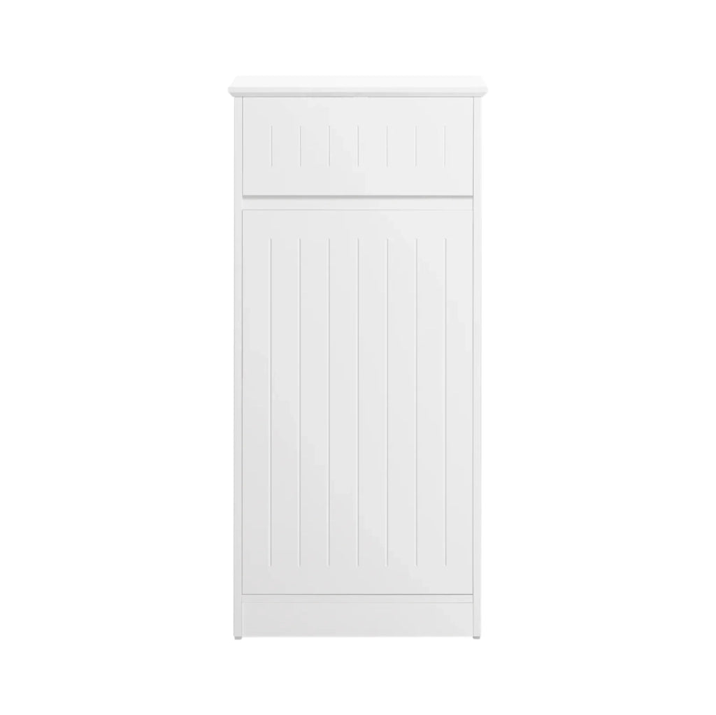 Mobile Lavanderia Con Cesto Portabiancheria Apribile, Cesto Portabiancheria Con Un Cassetto, Mobiletto Bagno Bianco 40x39x86cm BZR110-W SoBuy