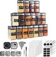 Set di contenitori per spezie quadrati con dispositivo di dispersione - 24 pezzi - acciaio inossidabile - coperchio a vite - conservazione spezie in cucina - 120 ml Contenitori per spezie quadrati