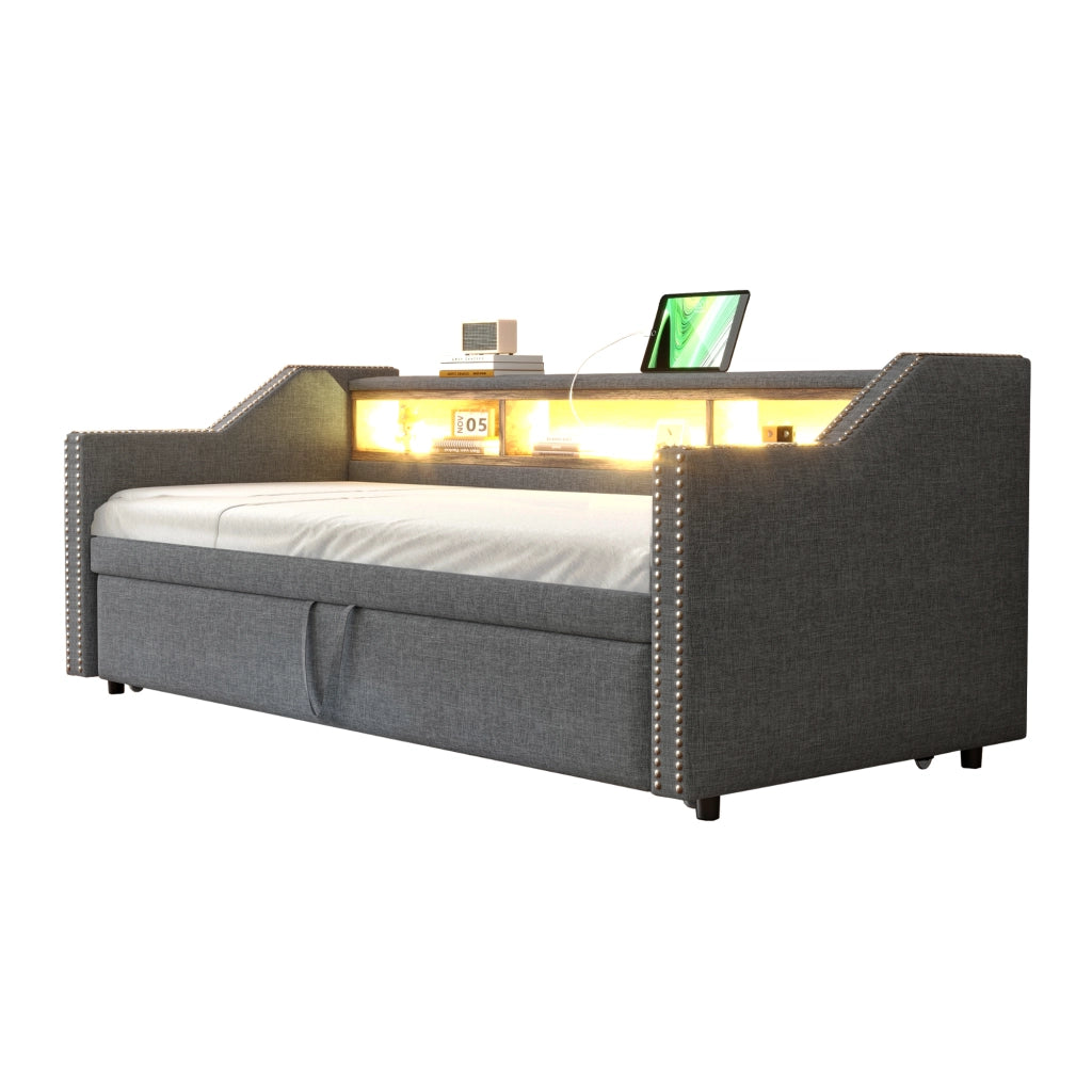 Letto sofa estraibile tessuto in juta 180x190 cm