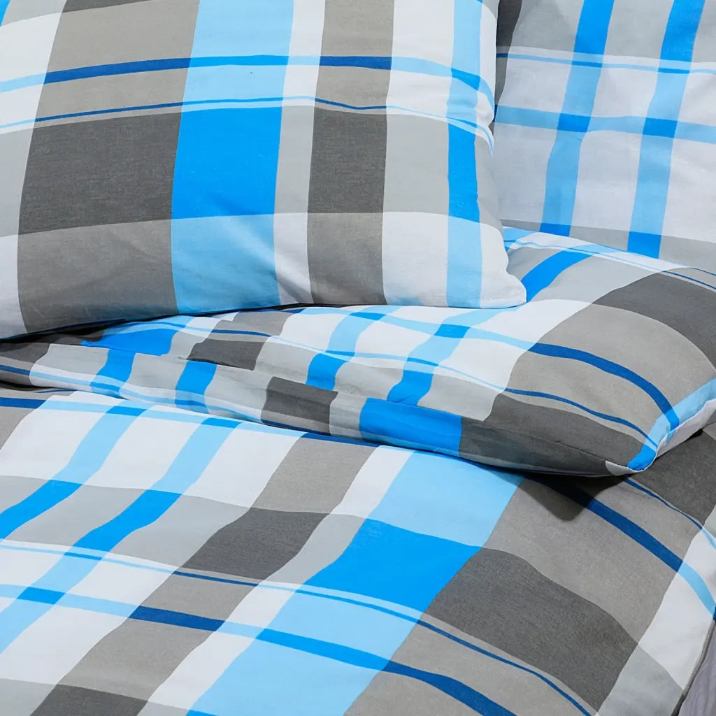 Set Copripiumino Blu e Grigio 200x200 cm in Cotone CFW1504410