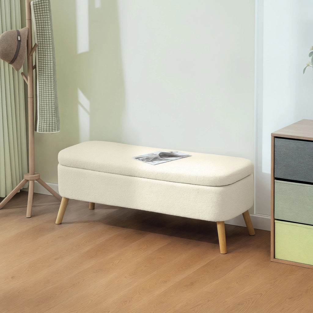 Pouf contenitore con coperchio ¨C zephmum ¨C beige 120x42x45 cm