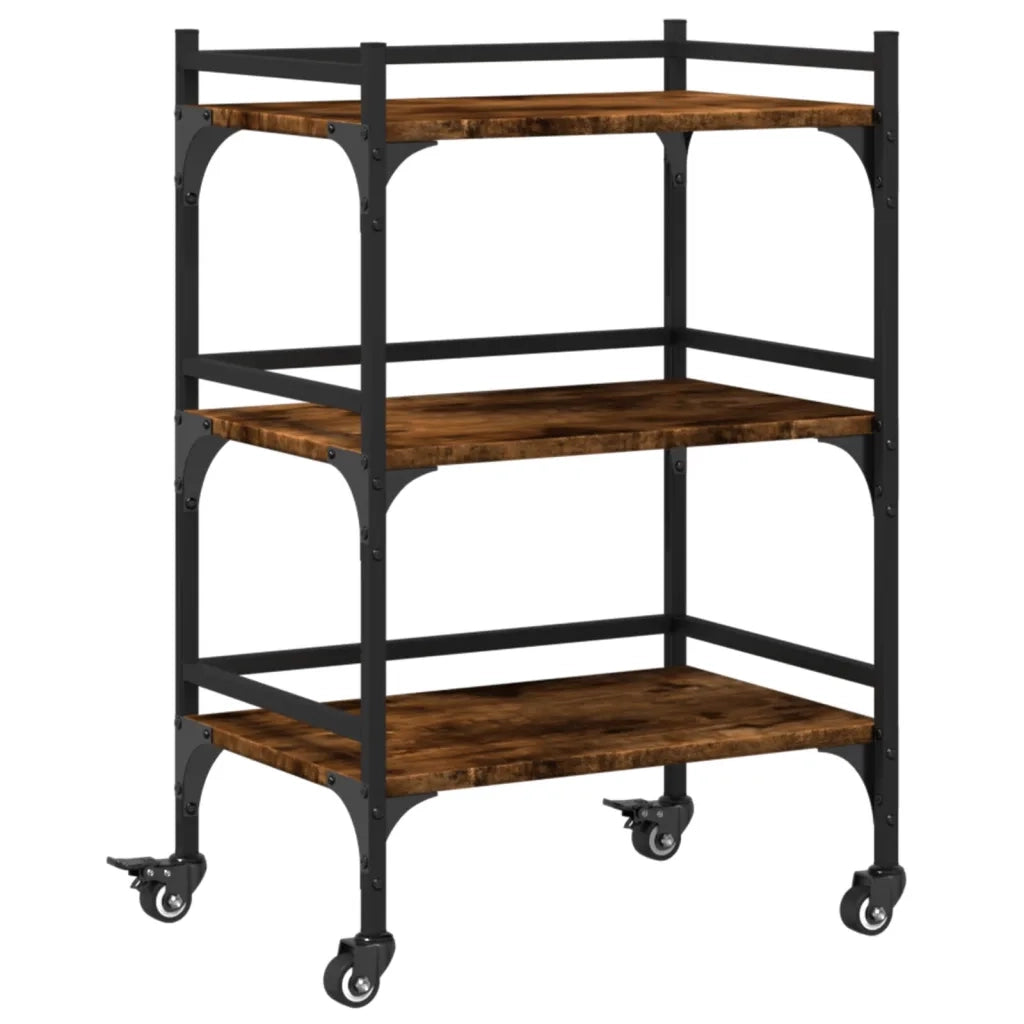 Carrello da Cucina-Scaffale per Cucina Rovere Fumo 50x35x75,5 cm Legno Multistrato