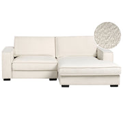 Divano angolare a sinistra in bouclé con schienale imbottito in poliestere e cuscini Beige chiaro stile moderno