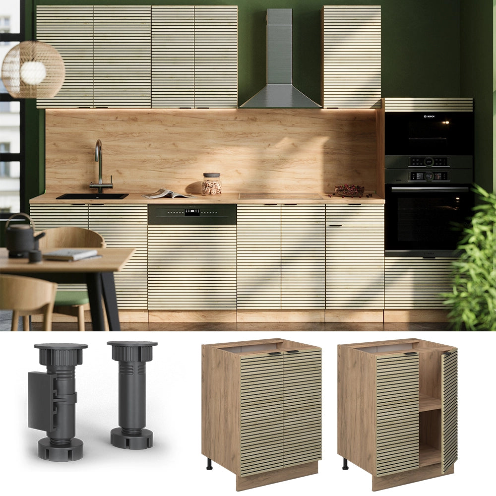 Mobiletto base cucina Fame-Line Pannello in quercia/Rovere dorato 60 cm, PL Antracite Vicco